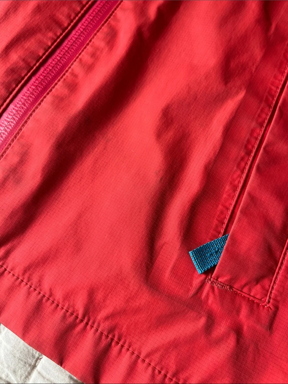 Patagonia Kids Coral-Red Hooded Raincoat with Reflective Trim